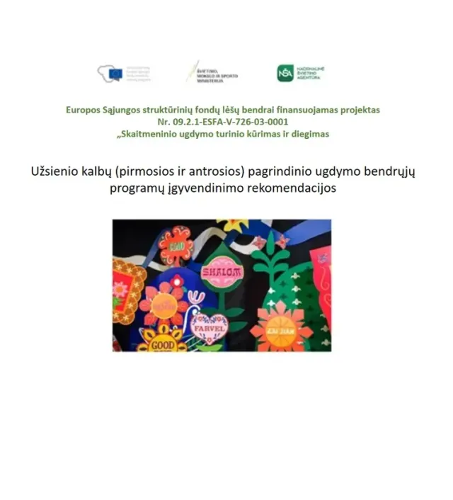 Užsienio kalbų (pirmosios ir antrosios) pagrindinio ugdymo bendrųjų programų įgyvendinimo rekomendacijos